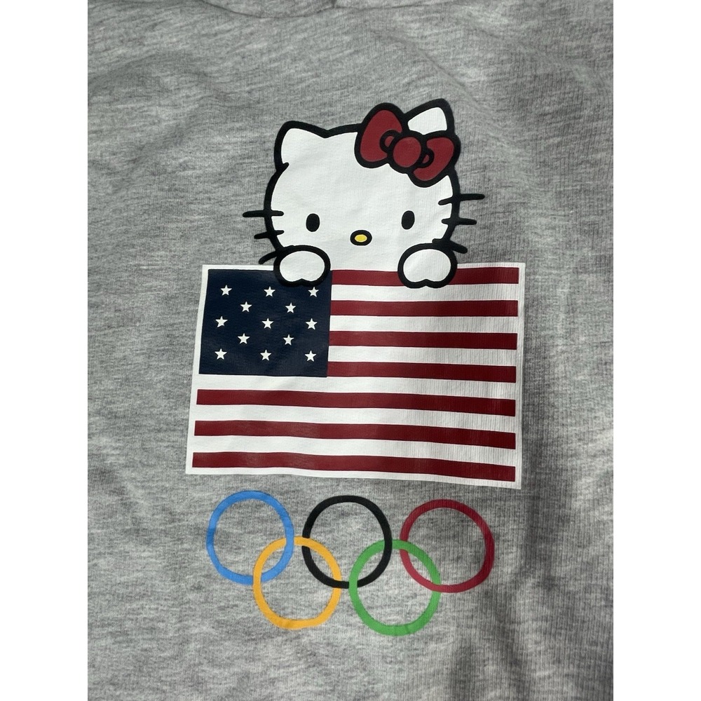 HELLO KITTY TEAM USA OLYMPICS 2021 HOODED LONG SLEEVE T-SHIRT GIRLS Large 10-12